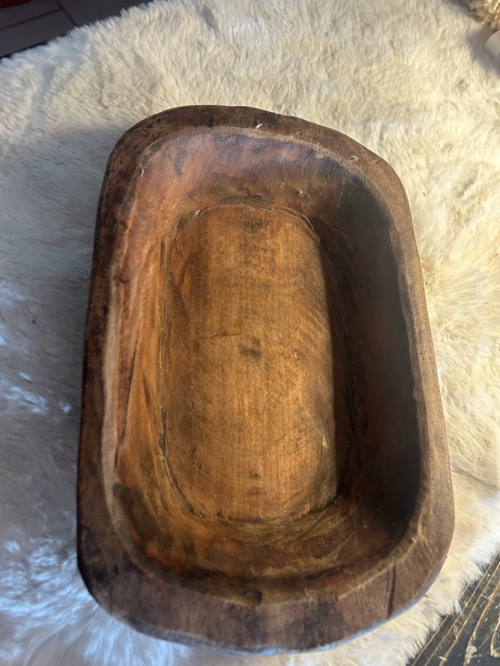 Hand-Carved Wood Dough Style Bowl Rustic Farmhouse 10x6.5 Cottagecore 1964